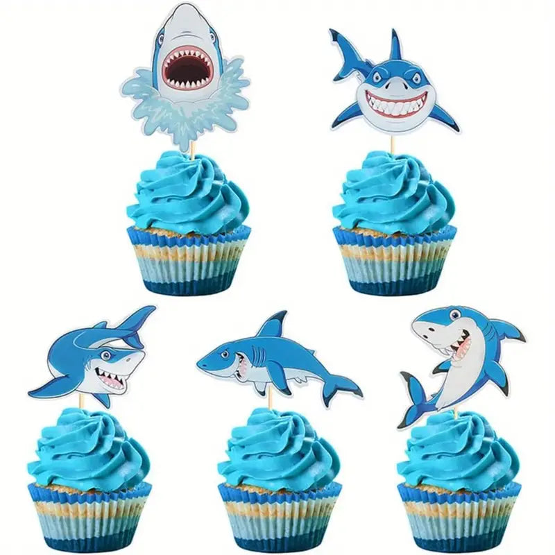 Shark Cupcake Toppers Pack of 30