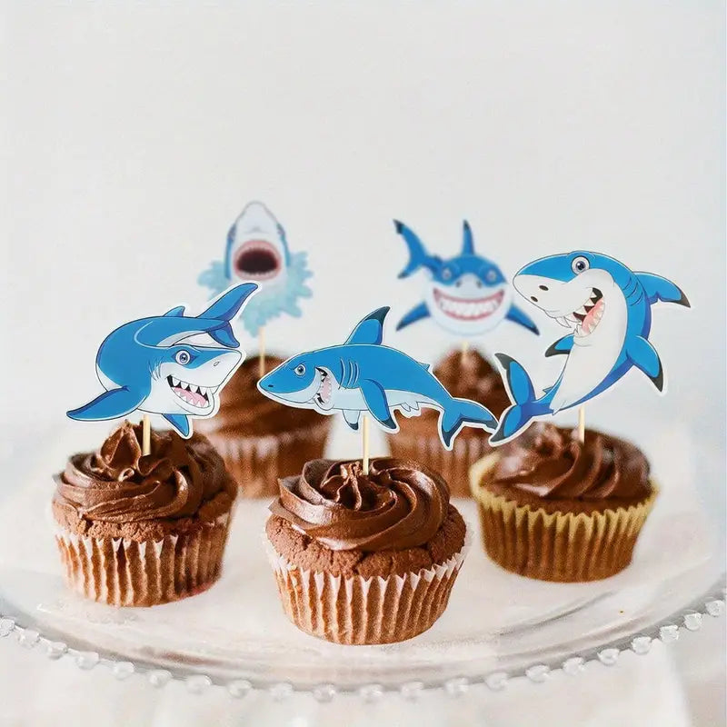 Shark Cupcake Toppers Pack of 30
