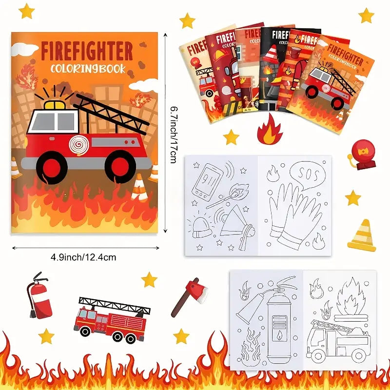 Fire-Themed Mini Color Books Pack of 6