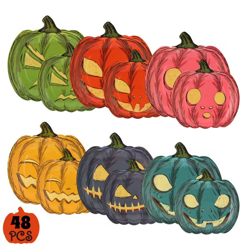 Cute Halloween Pumpkin Paper Plates
