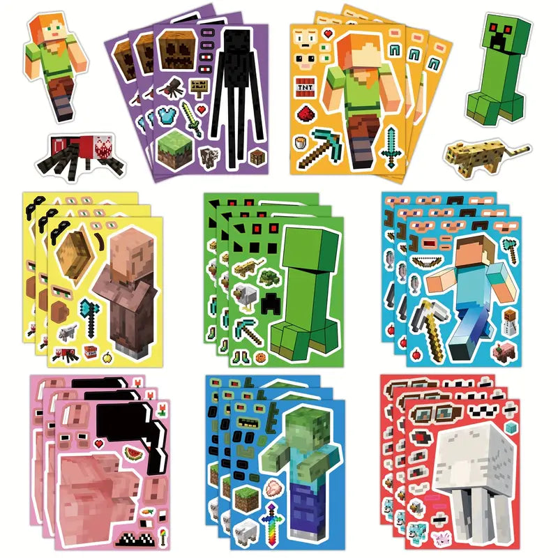 Minecraft DIY face changing sticker sheets Pack of 8