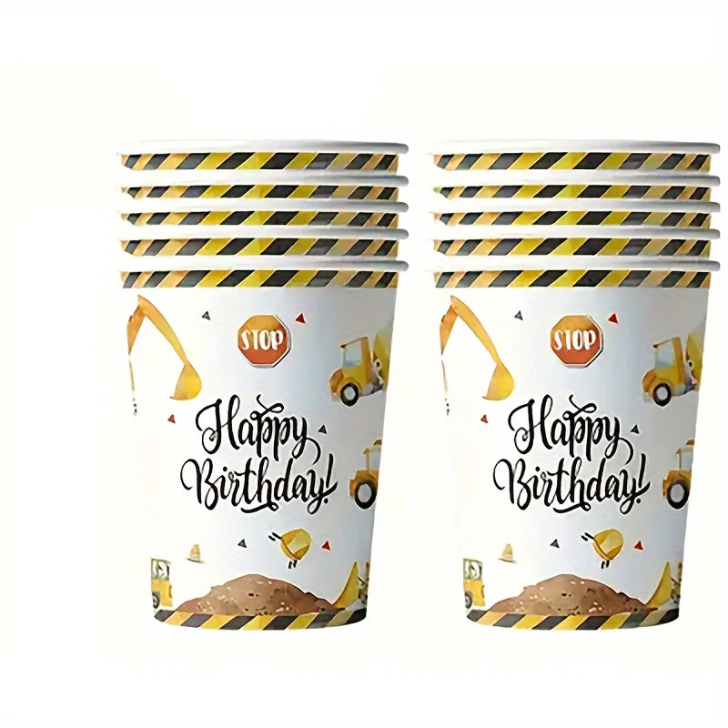 Construction Birthday Party Tableware For 10 Guests