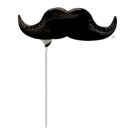 Black Mustache 35cm Foil Balloon On Stick