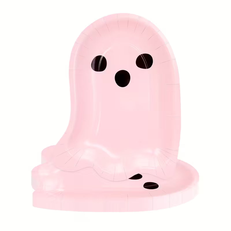 Light Pink Cute Boo Ghost Shaped Paper Plates Pack of 10