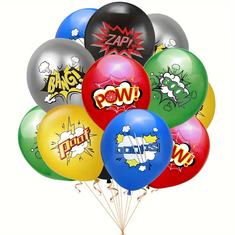 Superhero Themed Latex Balloons Set of 12