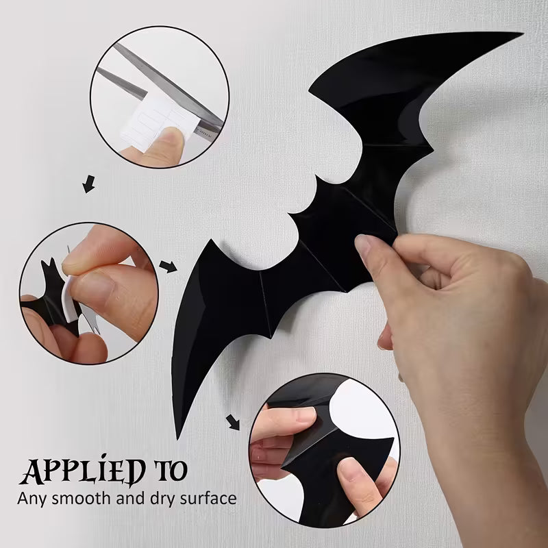 Halloween Decoration Fabric with 12 Bat Stickers