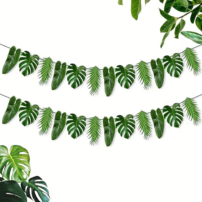 Tropical Jungle Leaves Flag Banner
