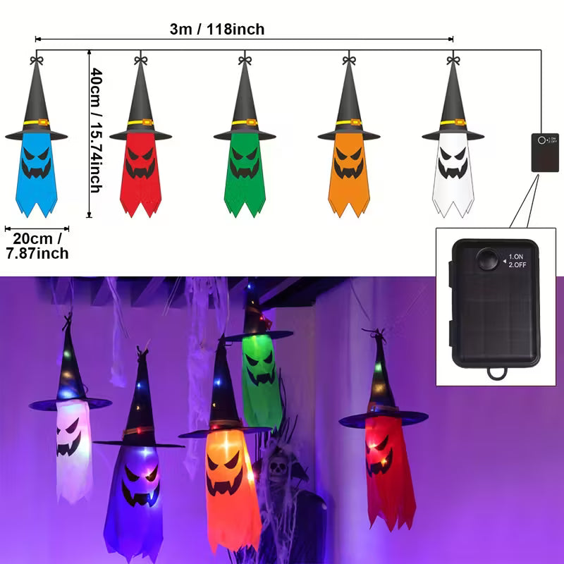 Halloween Hanging Ghost Witch Hat Lights