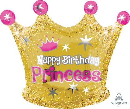 Happy Bday Gold Crown 45cm Foil Balloon