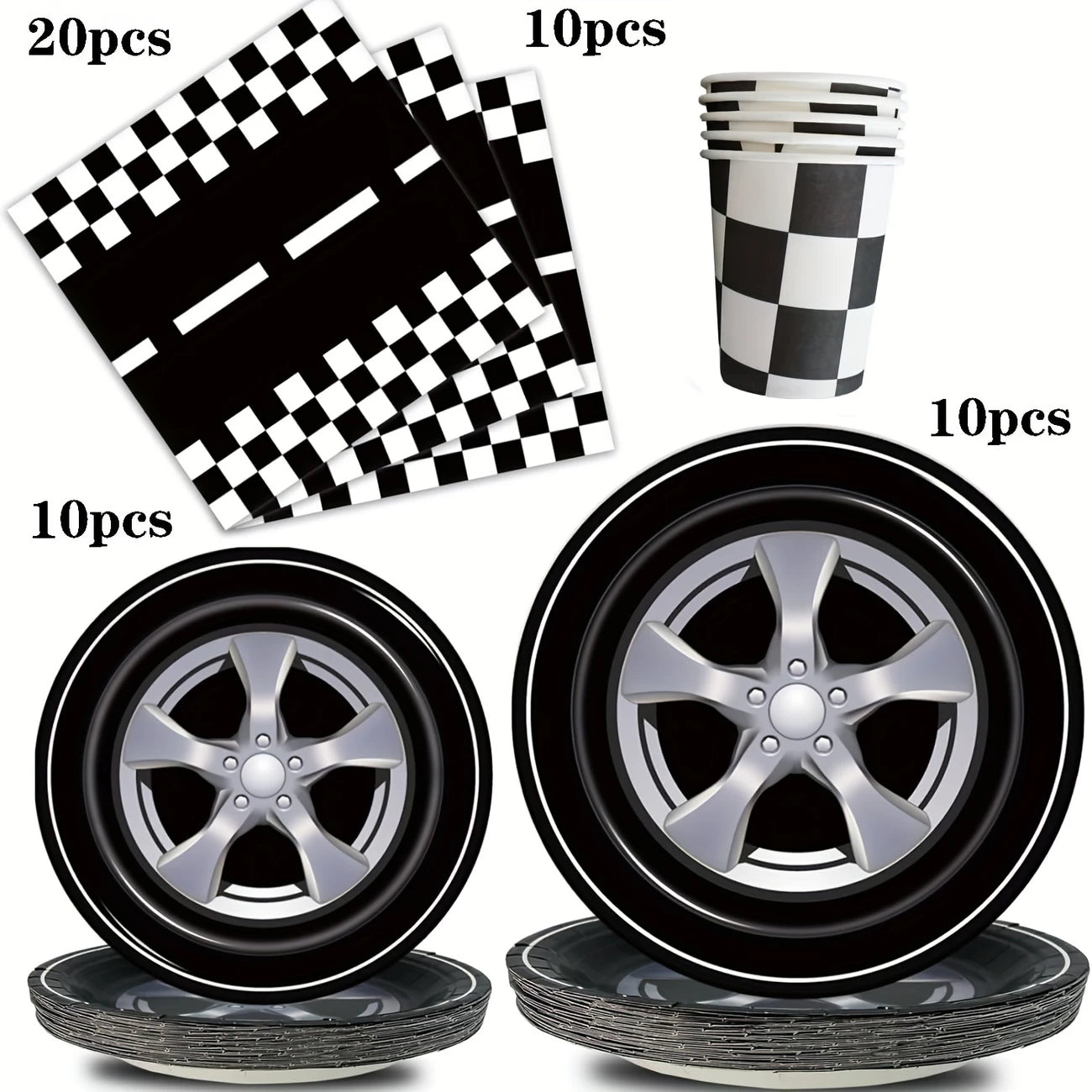 Racing Car Tableware Set for 10 Guests