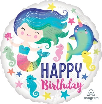 Colourful Ocean Fun Happy Bday 45cm Foil Balloon
