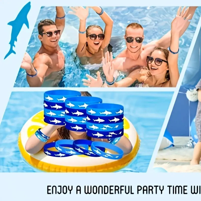 Shark Wristband Bracelets Silicone Pack of 10