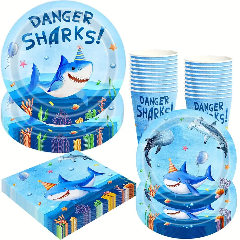 Shark Party Supplies Set For 10 Guests