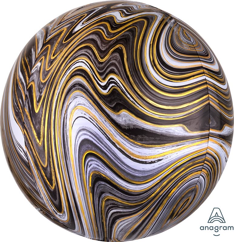 Black Marble Orb Foil Balloon