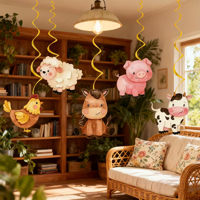 Farm Animal Swirl Hanging Decor Pack of 10