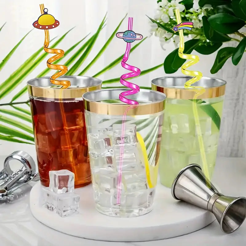 Space-Themed Reusable Straws Pack of 16