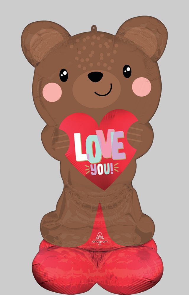Satin Brown Love Bear Foil Balloon