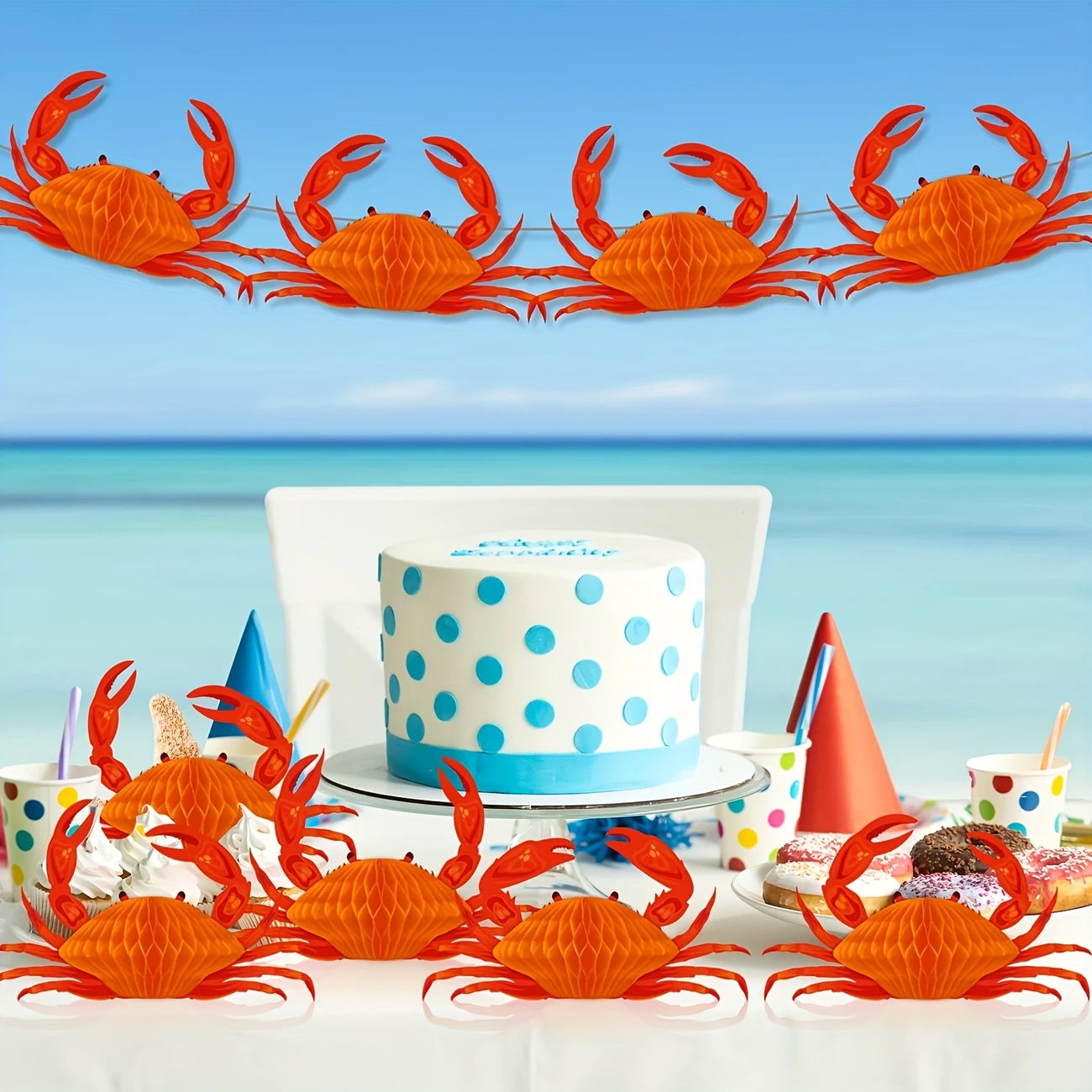 Crab Honeycomb Centerpiece Pack of 12