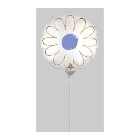 Purple Daisy White 35cm Foil Balloon On Stick