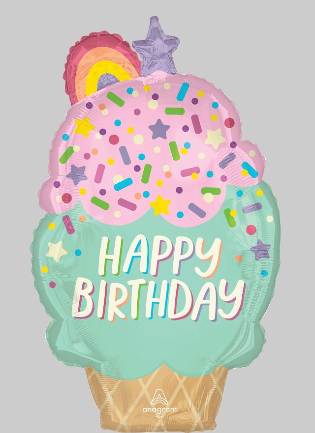 Ice Cream Party Birthday Supershape Foil Balloon