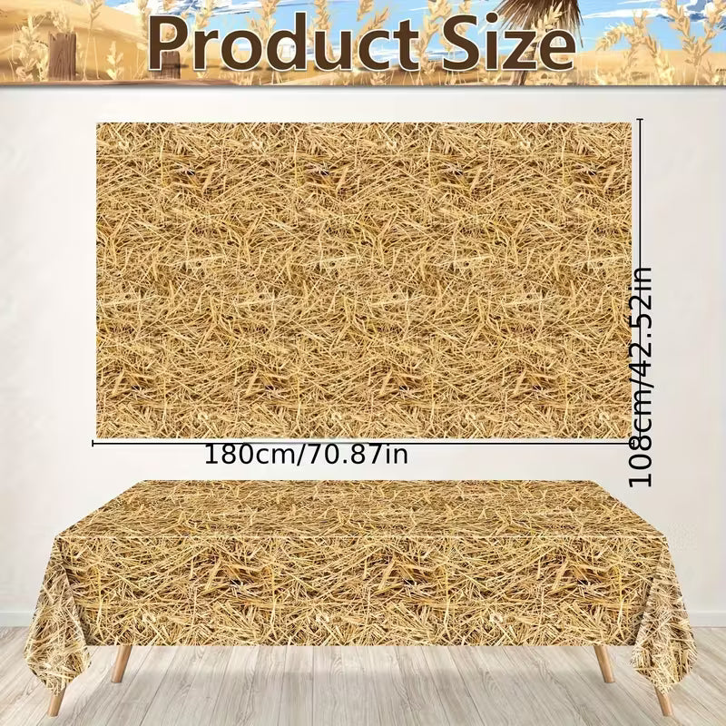 Realistic Plastic Straw Table Cover