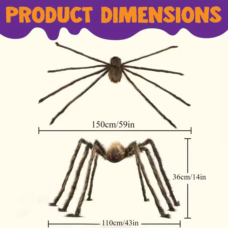 Realistic Brown Spider with Red Eyes, Detailed Legs & Furry Body