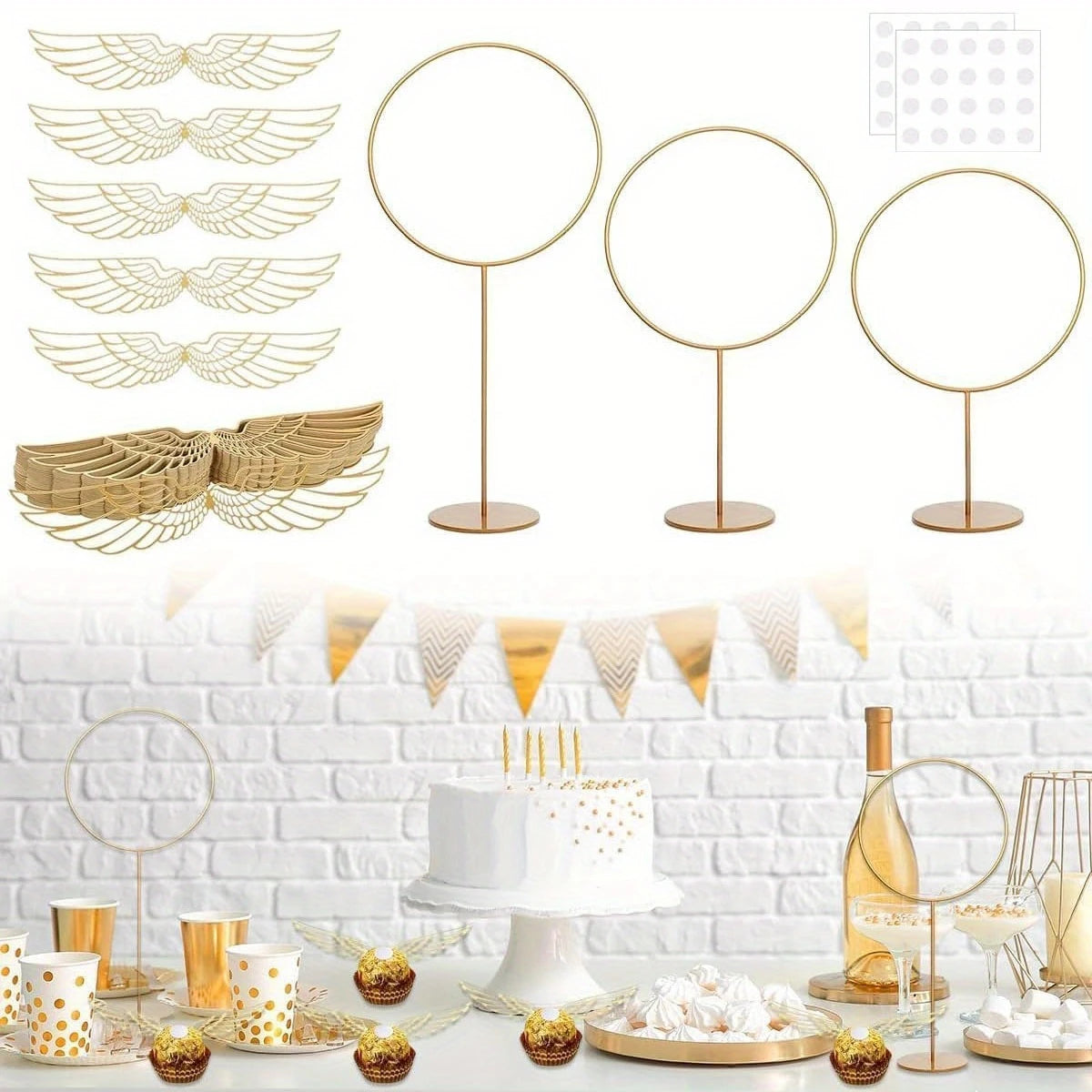 Harry Potter Iron Rings and Golden Snitch Wings Table Decor