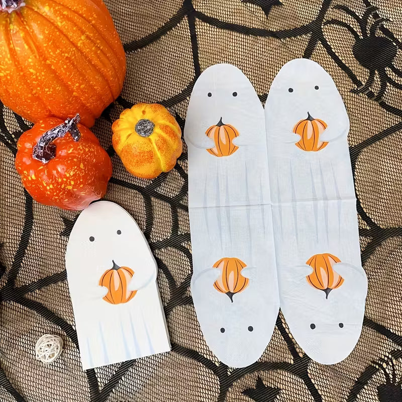 Halloween Paper Napkins in Ghost Shape Pack of 16