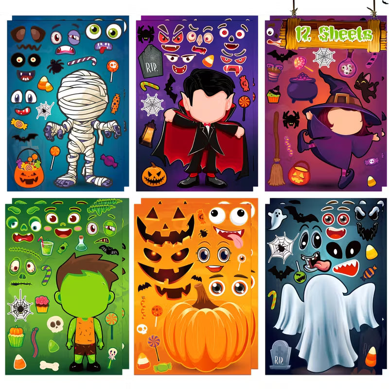DIY Halloween Face Making Stickers Pack of 12