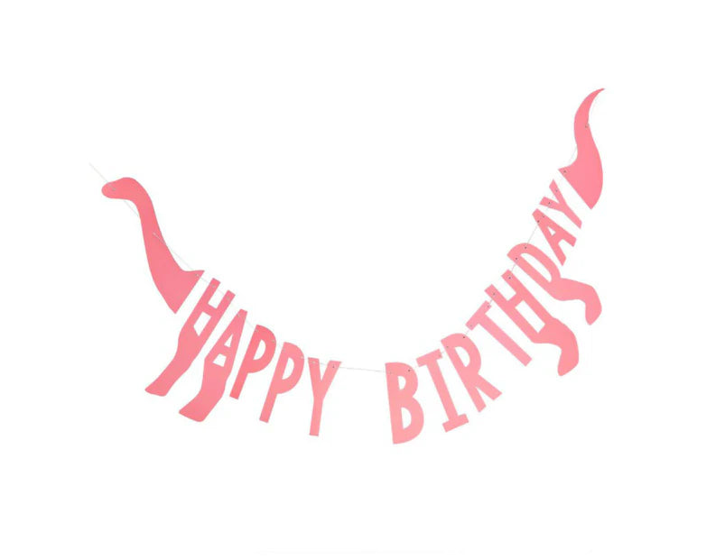 Pink HBD Dinosaur Shaped Bunting