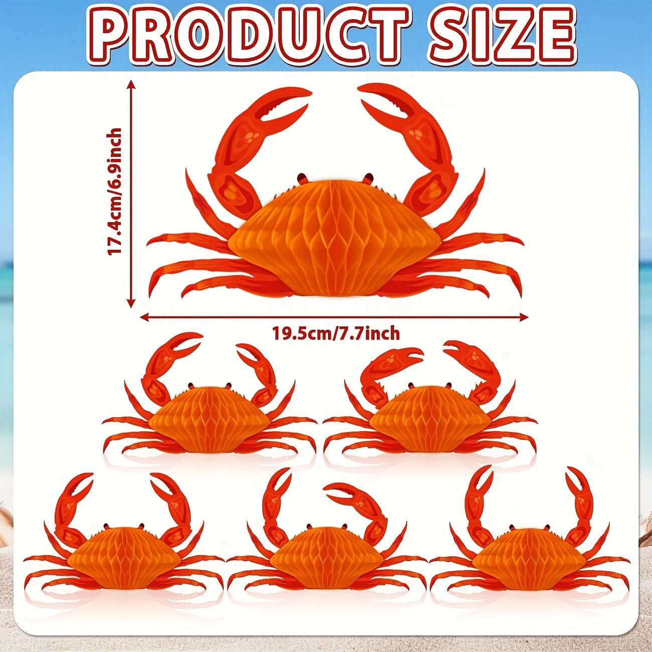 Crab Honeycomb Centerpiece Pack of 12