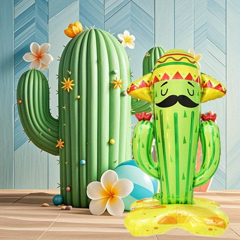 Large Cactus Balloon with Sombrero Standing