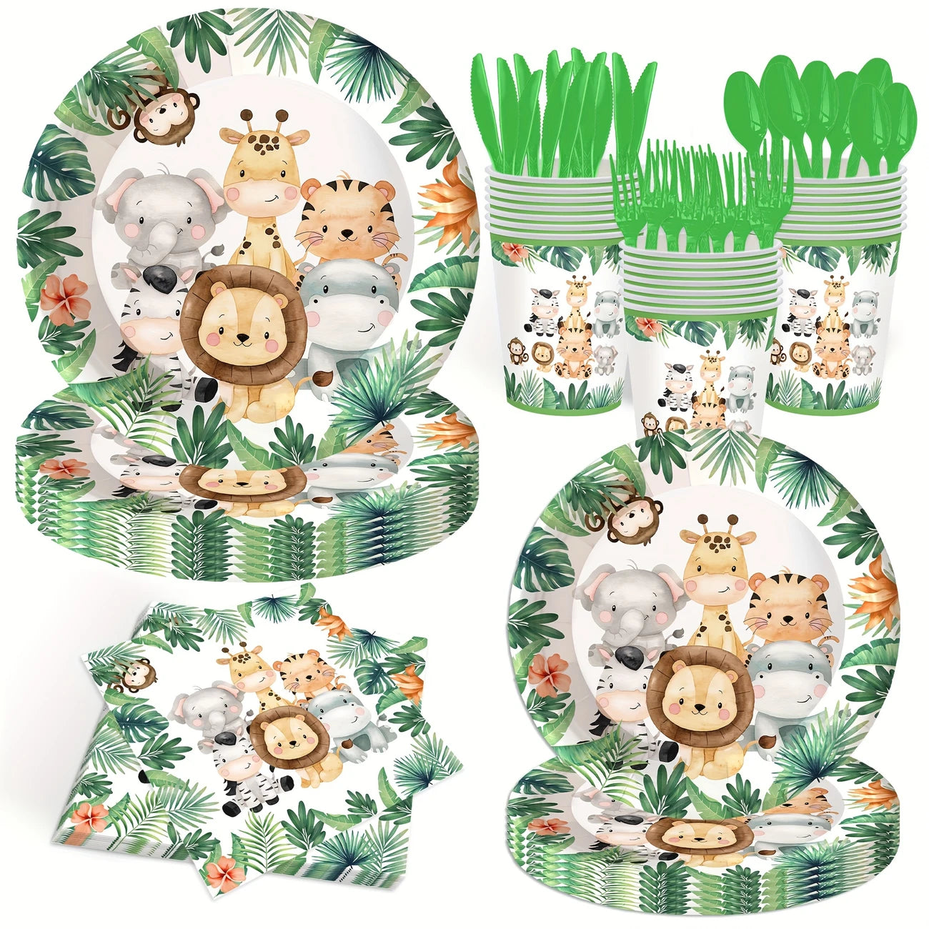 Jungle Safari Party Tableware Set for 20 Guests