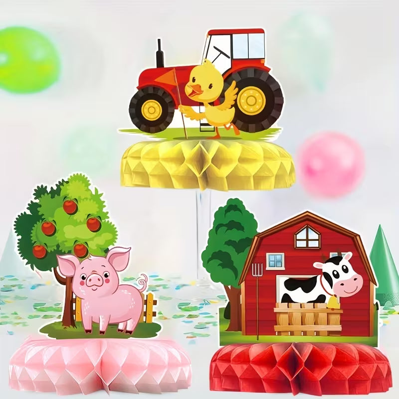 Farm Animal Table Honeycomb Centerpieces Pack of 6