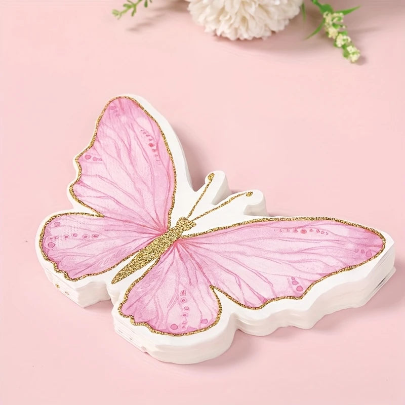 Pink Butterfly Paper Napkins Pack of 20