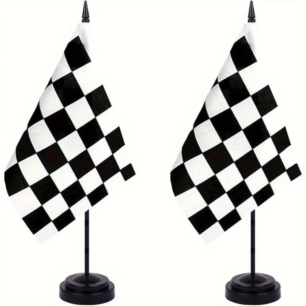 Checkered Black and White Racing Flag Table Decor Set of 2