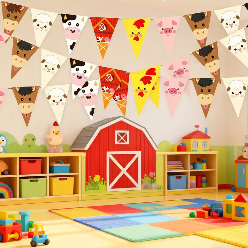 Farm Animal Paper Flag Banner