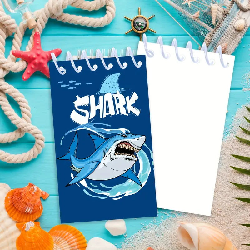 Blue Shark Sea Animal Spiral Pocket Notebooks Pack of 8