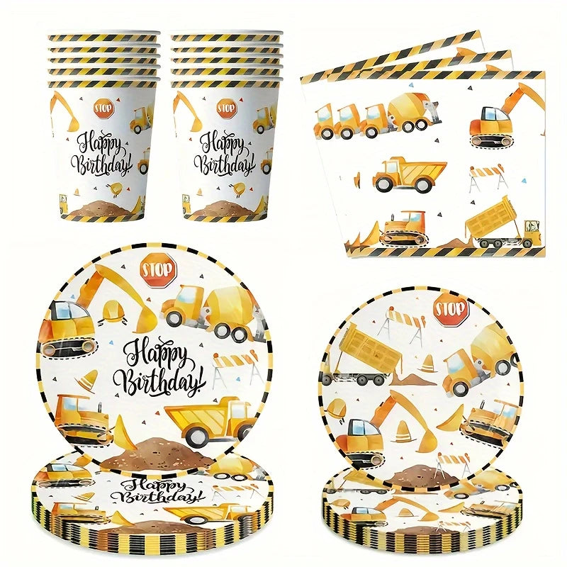 Construction Birthday Party Tableware For 10 Guests