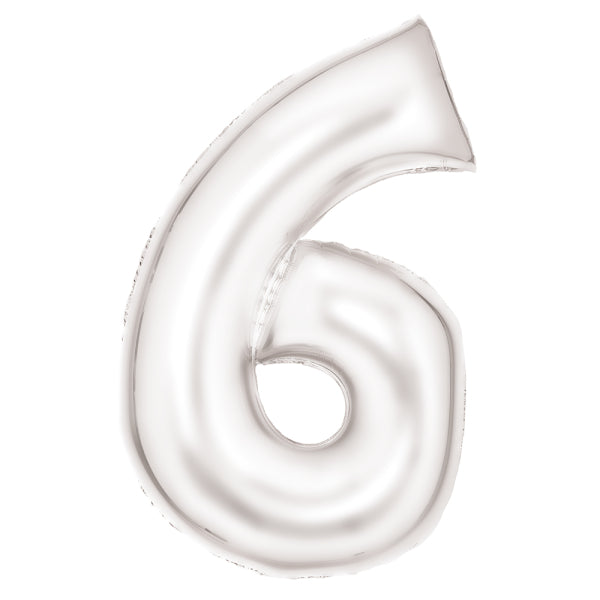 Silk White Foil Balloon Number 6