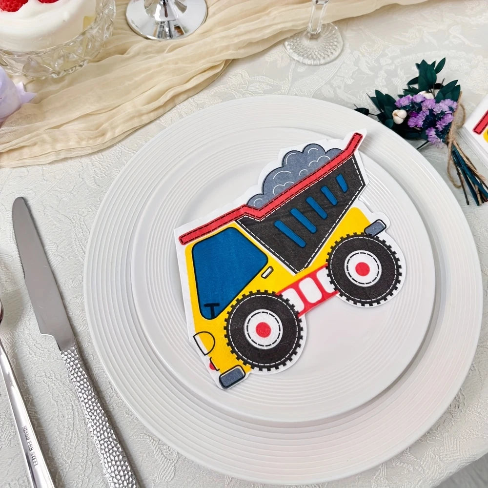 Dump Truck Shaped Excavator Paper Napkin Pack of 20