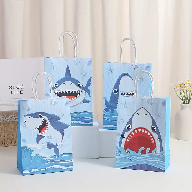 Blue Shark Print Gift Bags Pack of 24