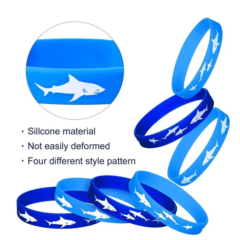 Shark Wristband Bracelets Silicone Pack of 10