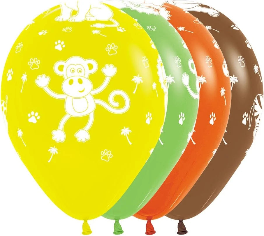 Jungle Animals Assorted Latex Balloons Pack of 50
