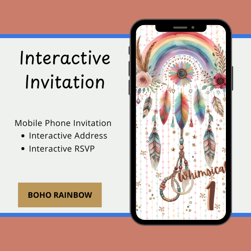 BOHO Rainbow Interactive Editable Video Invitation