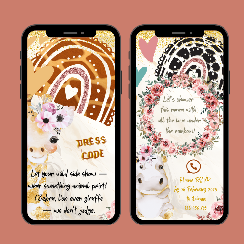 BOHO Rainbow Roaring Safari Interactive Editable Video Invitation