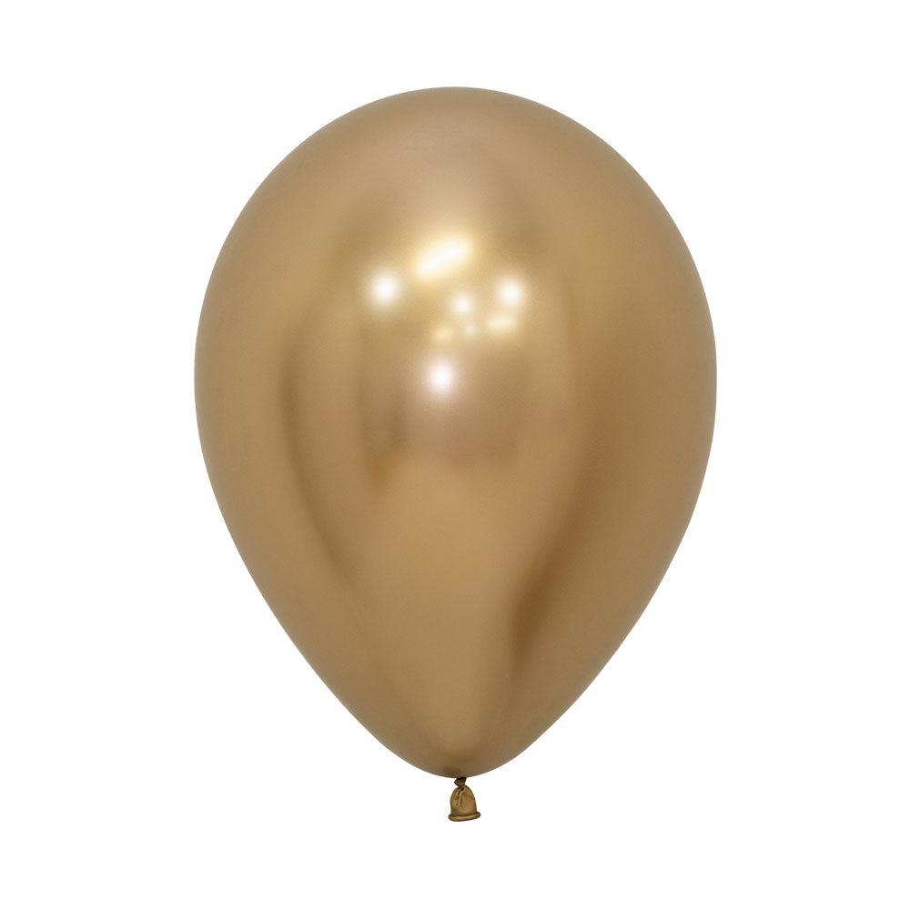 Chrome Reflex Gold 12.5cm Latex Balloons Pack of 20