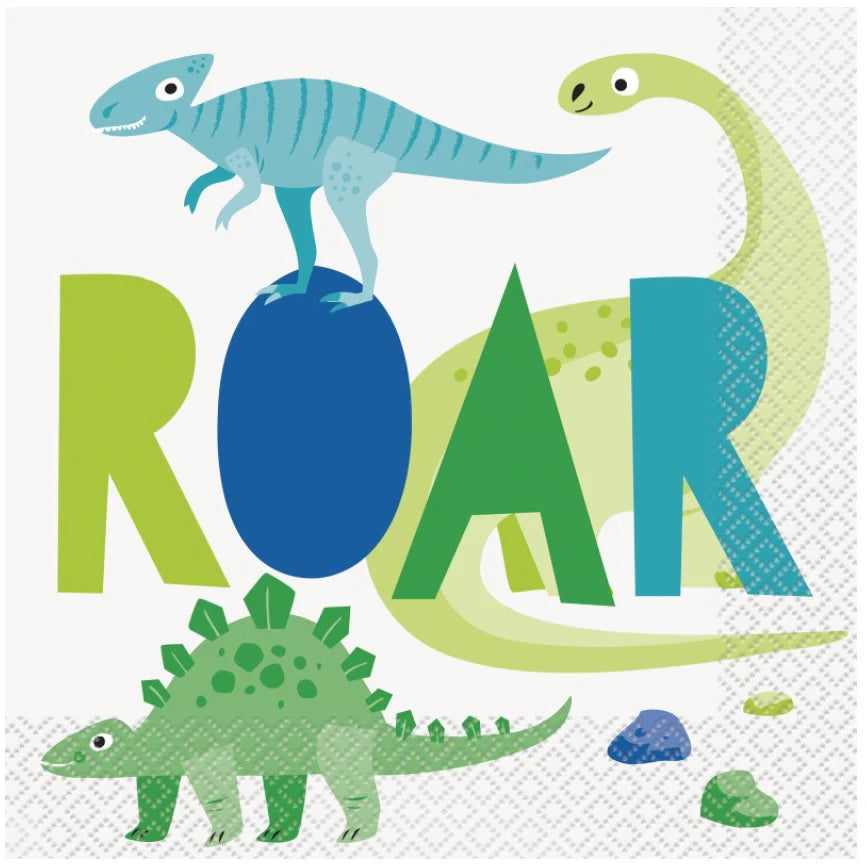 Blue and Green Dinosaur Lunch Paper Napkins
