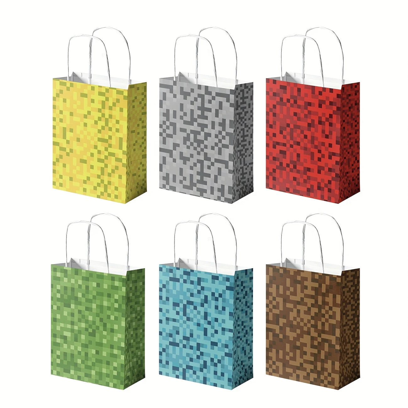 Minecraft Pixel Gift Paper Bags Pack of 12