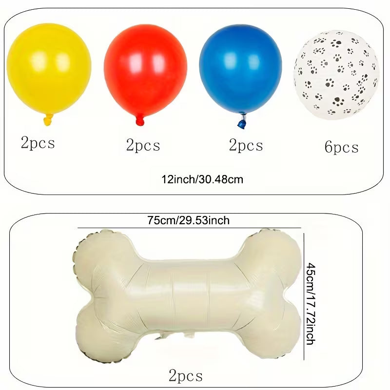 Dog Paw Print Giant Bone Foil Balloon Set